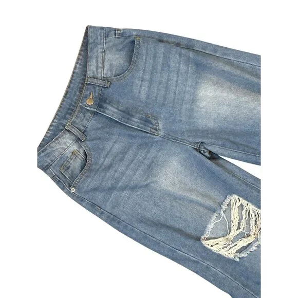 High Rise Wide Leg Ripped Jeans - Size 26 -‎ Cyber Grunge Skater Y2K - Picture 4 of 6